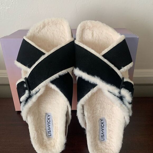 Lisa Vicky leather platform  slip-on leather sandal size 10 new - Picture 10 of 11